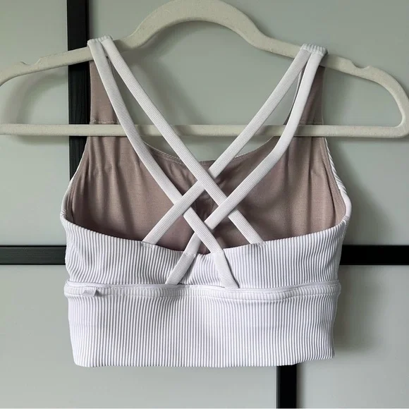 [4] NWOT Lululemon Athletica White Ribbed Longline Energy Sports Bra - Picture 6 of 11